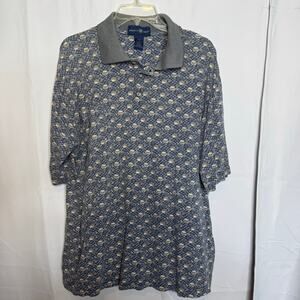 Points West Golf Polo Shirt L Made in Turkey Retro All Over Print